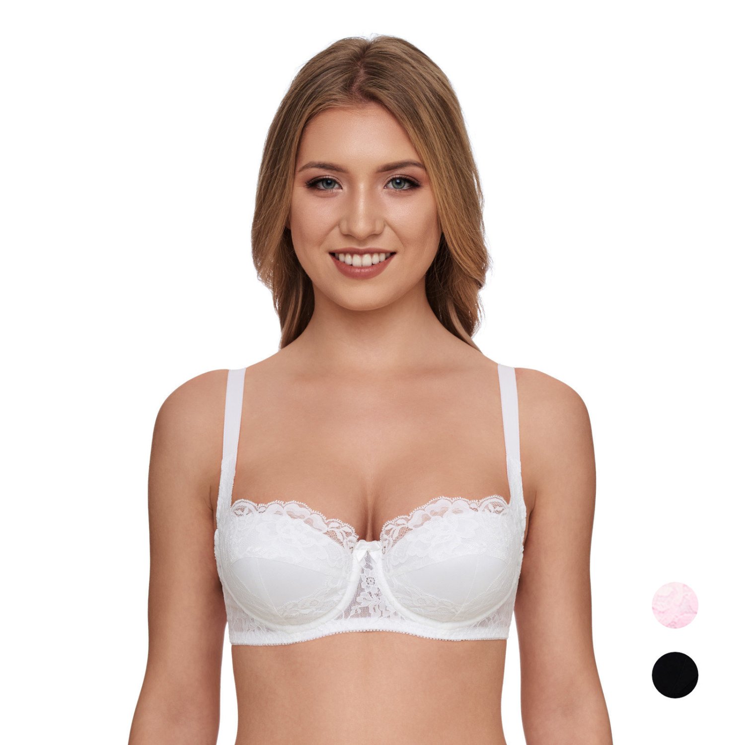 SUSA Balconett Dirndl-beha voor dames, met beugel, Wiesn-magie, balconette beha, beugelbeha met zachte cups, damesbeha met jacquard patroon, speciaal decolleté, Pure Beige, 95E : Susa